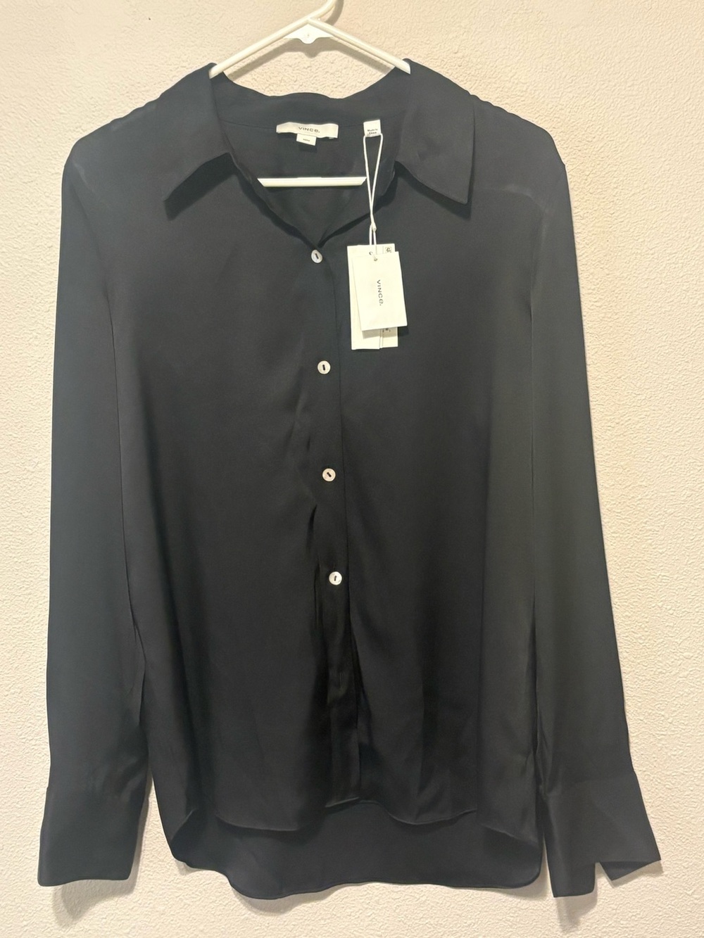 Vince Black Gorgeous Silk Blend Button Front Shirt